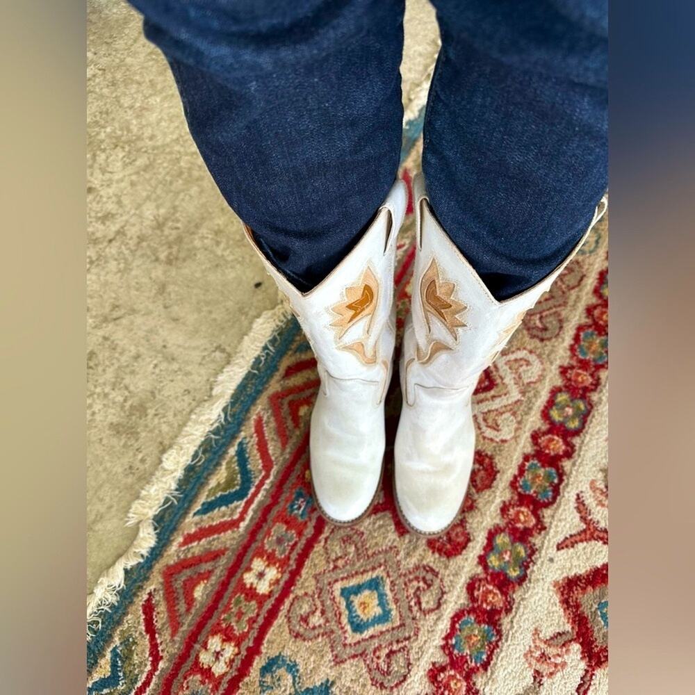 FRYE vintage Sabrina floral inlay cowboy Western boots size 8.5 - Picture 2 of 8